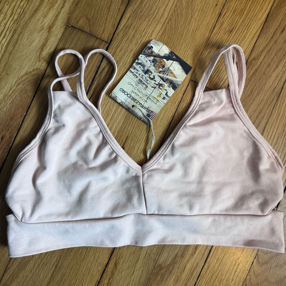 Groceries Apparel organic Light Pink Double Strap V Bralette